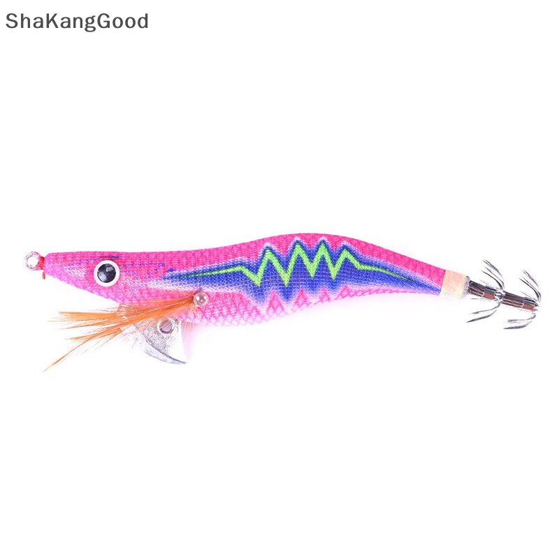 Skid 10Pcs Umpan Pancing Udang Cumi Jig Kail Pancing Gurita Cuttlefish Artificial Jigging Lures Umpan Keras SKK