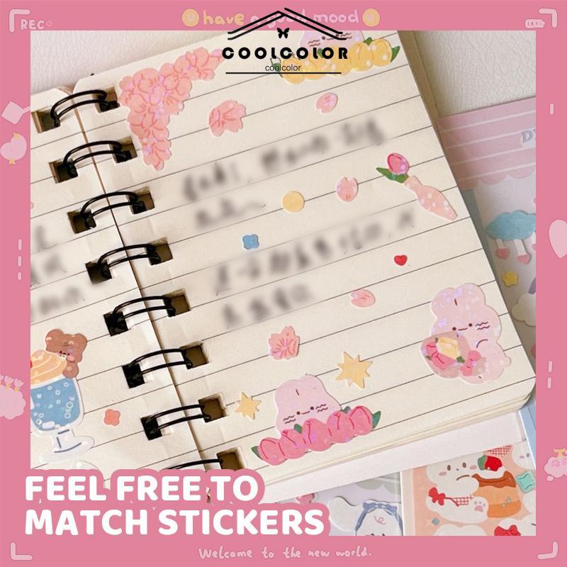 COD❤️Stiker Buku Tempel Dekorasi Kartun Pola Kecil Gadis Anak Stiker Kelinci Lucu Manis- cl
