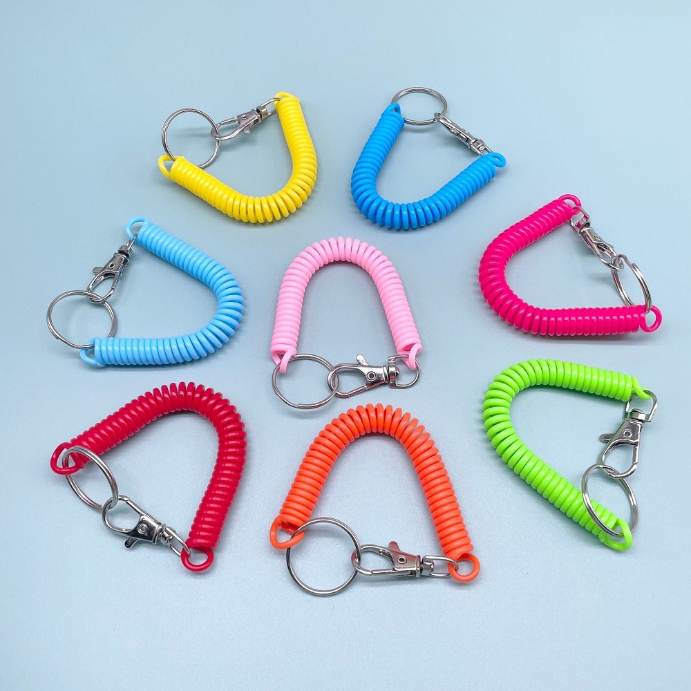 1pcs Elastis Tali Musim Semi Gantungan Kunci Multicolor Anti Maling Adjustable Keyrings Tas Dompet Aksesoris Handphone Gantungan Kunci Mobil