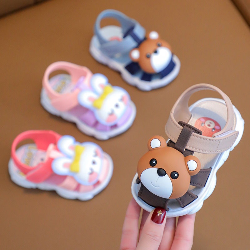 LittleAaron BEAR&amp;RABBIT 3D Sandal Anak Bayi Bahan Karet Karakter Boneka Bear lucu terbaru