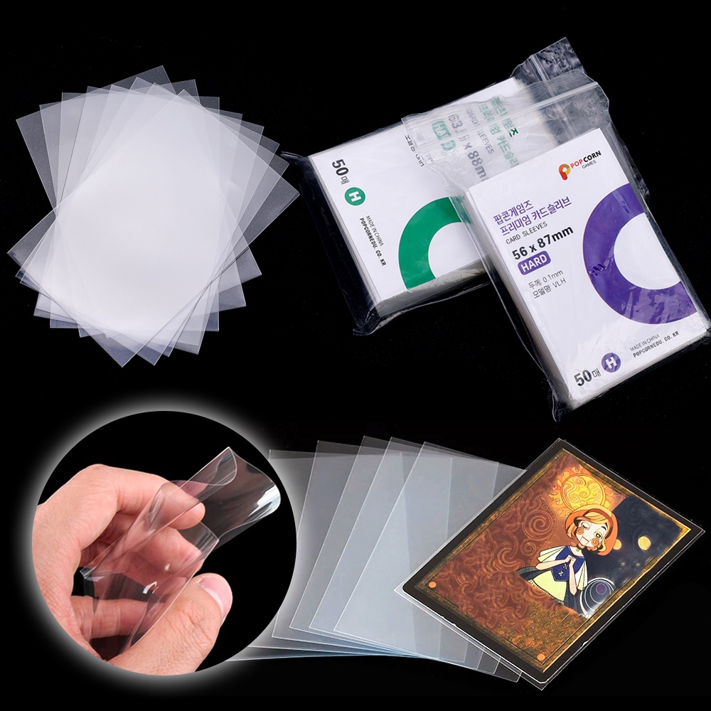 50pcs Ultra-Clear Board Game Card Sleeves Tahan Air Tahan Debu Pelindung Kartu Top Loading Idol Card Sleeves Transprent Buka Segel Penutup Kartu Kartu Kredit ID Card Holders