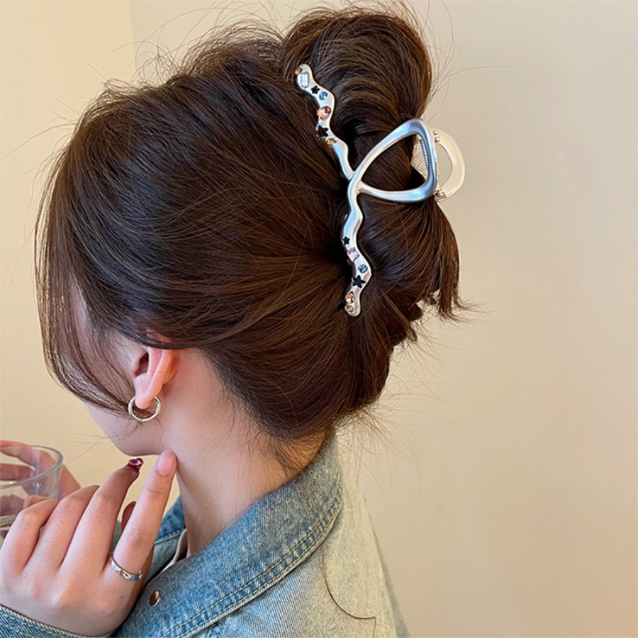 Korea Alloy Kristal Berlian Rambut Klip Rantai Sederhana Jepit Rambut Ponytail Holder Woman Hair Accessories