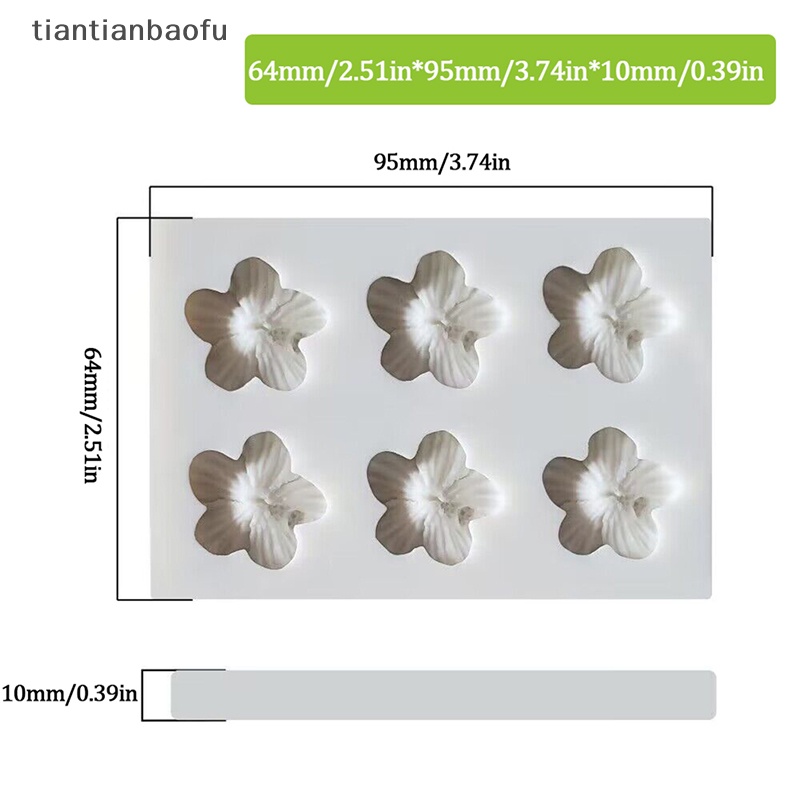 [tiantianbaofu] 1pc 6rongga 3D Lima Kelopak Bunga Cetakan Silikon DIY Dekorasi Kue Cetakan Butik