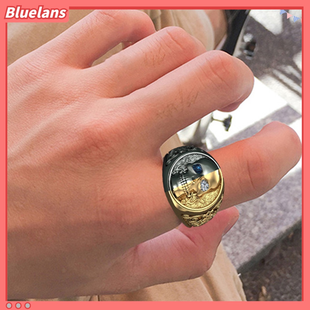 [BLS] Cincin Pesta Halus Indah Dilapisi Paduan Mengerikan Pria Wanita Cincin Tengkorak Ukiran Untuk Pesta Custom
