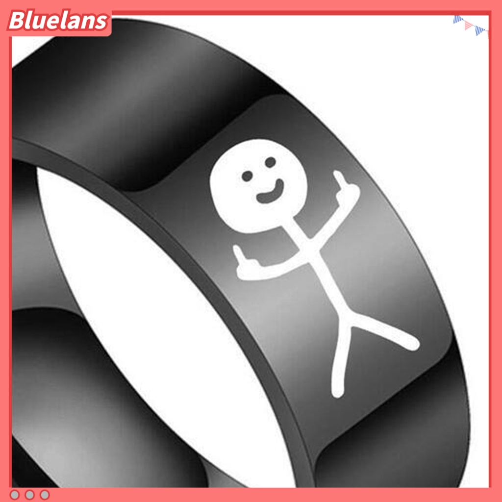 [BLS] Cincin Pasangan Hip Hop Dipoles Fashion Perhiasan Hadiah Baja Titanium Gambar Tangan Stickman Graffiti Wanita Ring Untuk Perjamuan