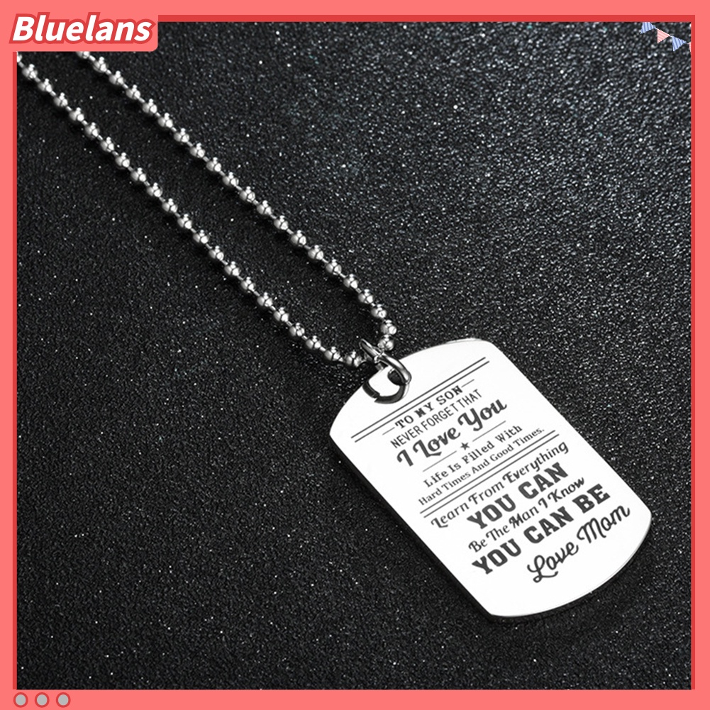 [BLS] Fashion Pria Dog Tag Caving Huruf Liontin Rantai Kalung Gantungan Kunci Perhiasan Hadiah