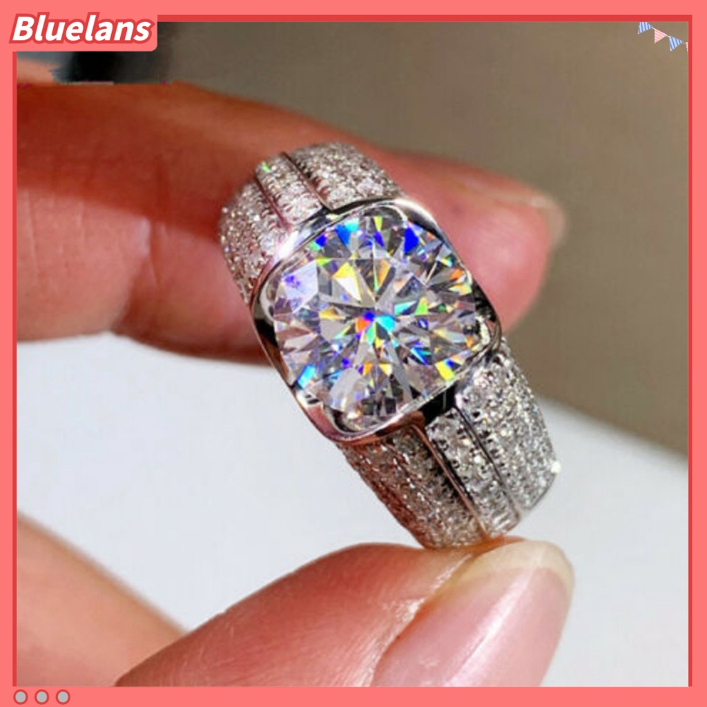 [BLS] Cincin Wanita Temperamen Sederhana Alloy Cubic Zirconia Tertanam Hadiah Ideal Cincin Jari Untuk Pesta