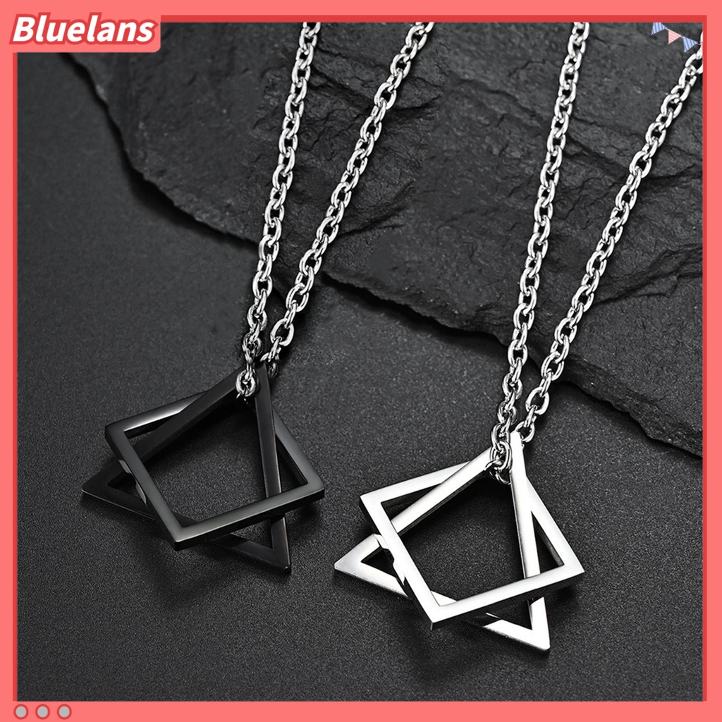 [BLS] Kalung Pria Warna Kontras Bentuk Segitiga Gaya Hip-hop Liontin Pria Retro Untuk Pakaian Sehari-Hari