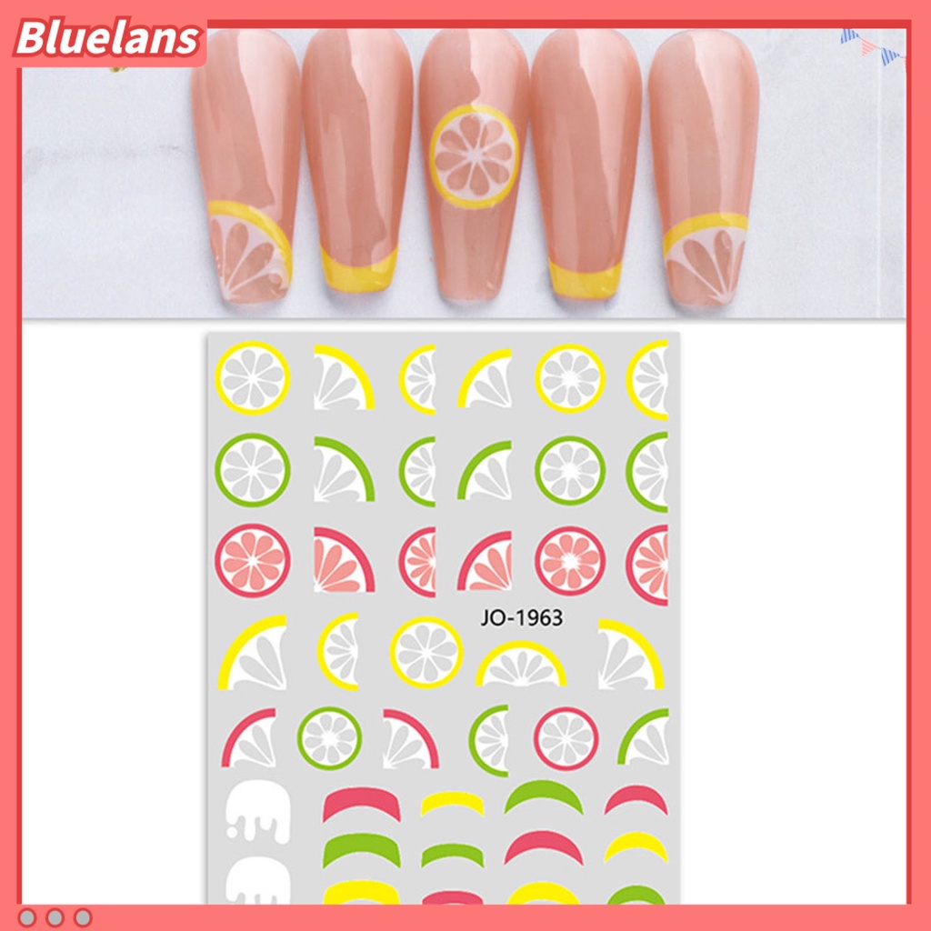 [BLM] Stiker Kuku Pola Indah Warna Vibrant Perekat Diri Ultra-Tipis Kuat Lengket Dekoratif 6gaya Strawberry Cherry Buah Bertema Nail Art Decal Perlengkapan Kuku