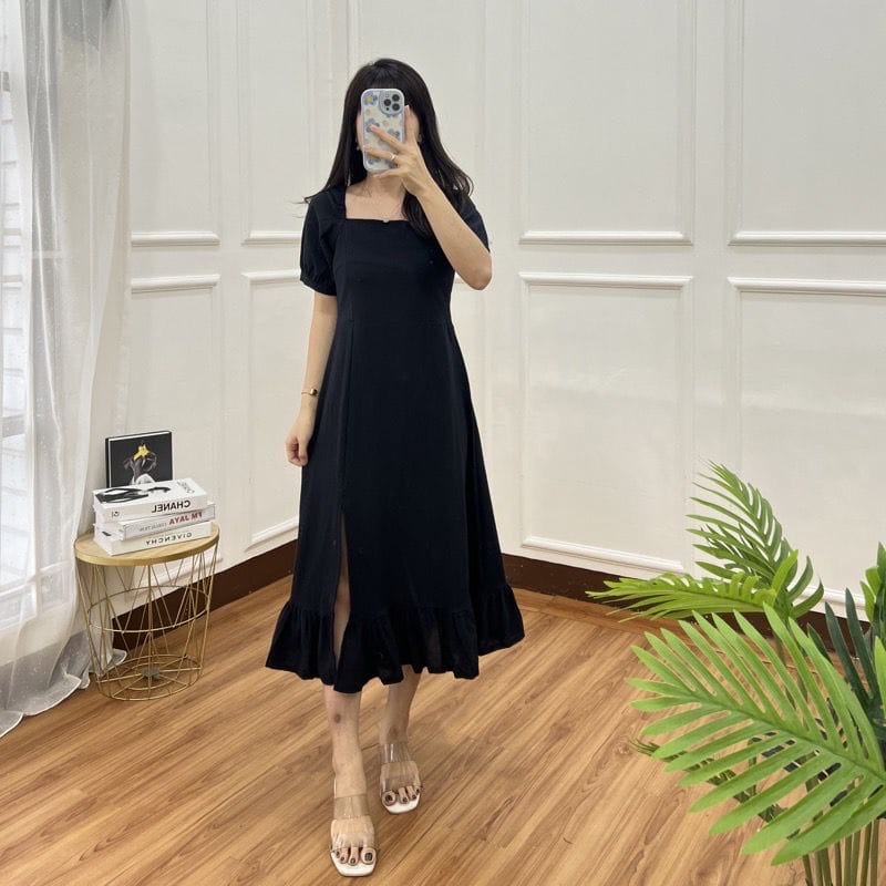 Masare Daily Midi Dress Lengan Pendek Terbaru Crinkle Airflow Baju Wanita Korean Style