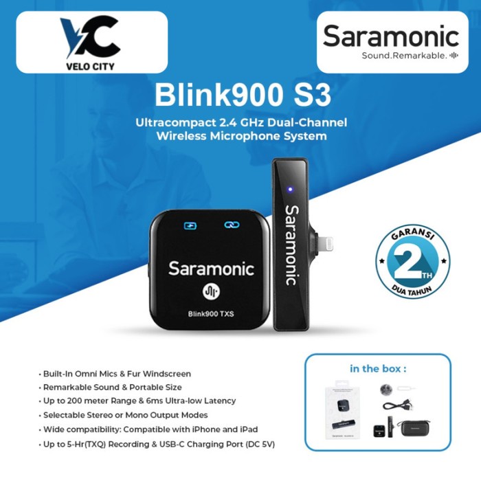 Saramonic Blink 900 S3 Lightning Wireless Microphone for Iphone iOS