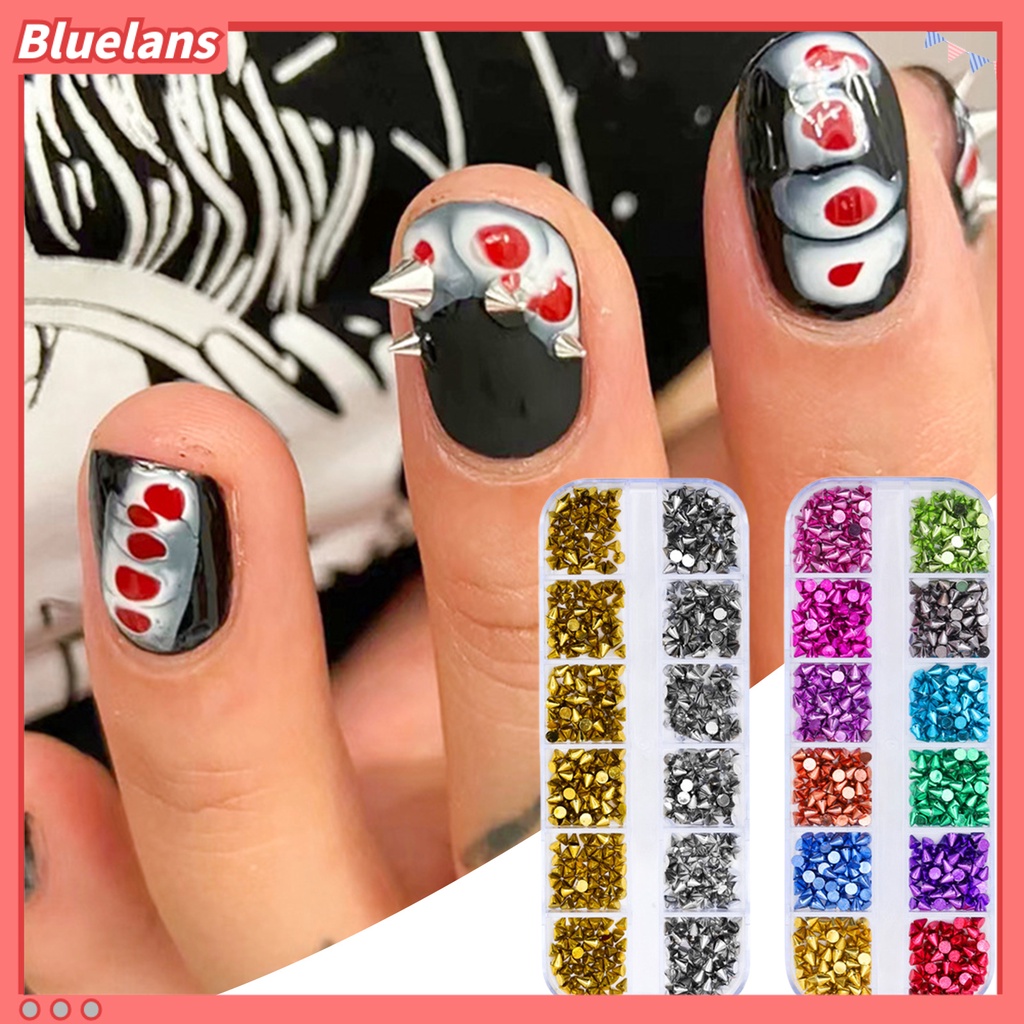 [BLM] 1kotak Pesona Nail Art Tidak Luntur Anti-Oksidasi Tahan Jatuh Yang Dapat Dilepas 12kisi DIY Rivet Gadis Kuku Aksesori Kecantikan Kuku Salon Pasokan