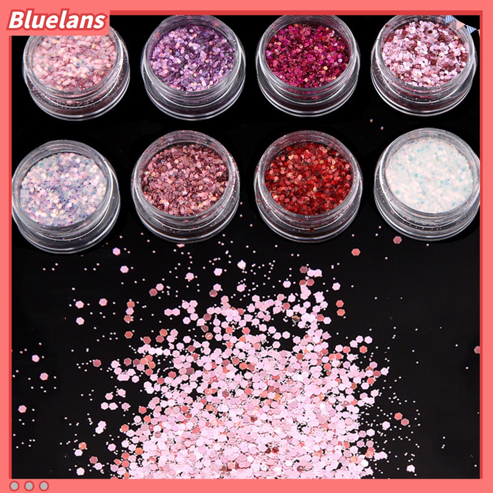 [BLM] 8kotak Kuku Laser Glitter Bubuk Pigmen Nail Art Decor DIY Gel Tips Aksesori