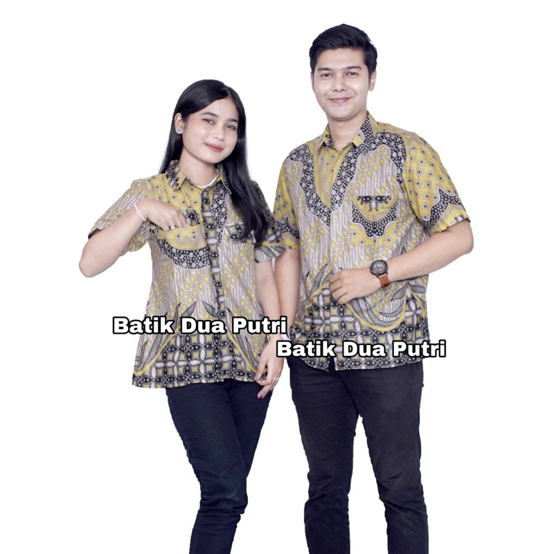 Batik Couple Lengan Pendek dan 7/8 Kemeja Batik Wanita Pria Blouse Batik nanas