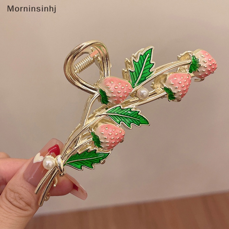 Mornin Fashion Strawberry Hair Claw Untuk Wanita Perempuan Jepitan Rambut Kepiting Metal Ponytail id