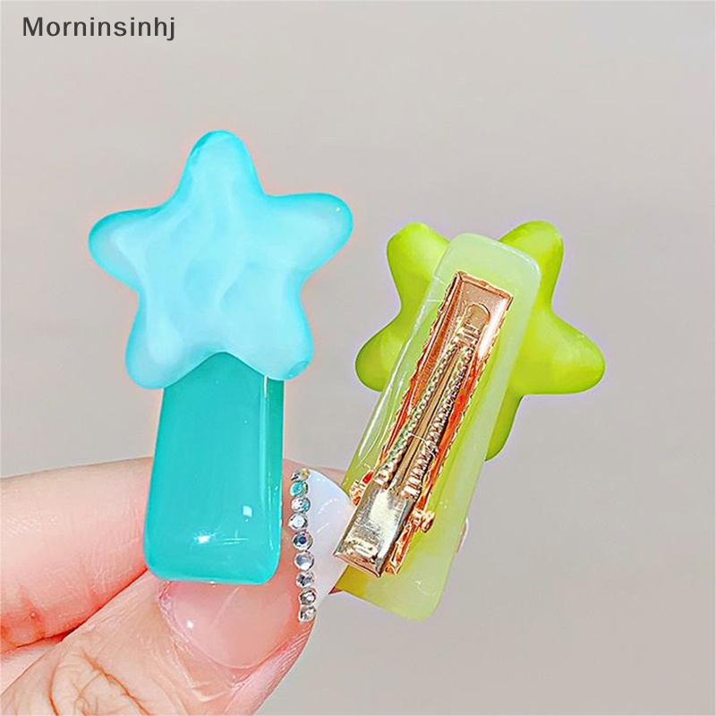 Mornin Musim Panas Fashion Warna Bintang Resin Jepit Rambut Gadis Lucu Duckbill Clip Sweet Kawaii Kreatif Gadis Rambut Rusak Poni Klip Aksesoris id