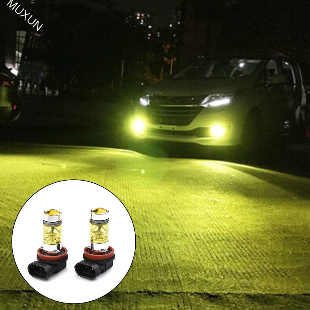 SEPASANG 2pcs mobil led Lampu Kabut Led H11 H8 4300K 100W 1500LM Super Terang Warna Kuning PUITH