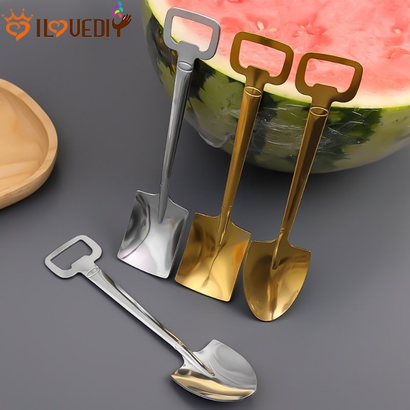 [Fitur] Sendok Salad Susu Non-slip Alat Makan Stainless Steel Halus Pegangan Mudah Pembuka Botol Mudah Dibersihkan Dessert Shovel ladle Polished Cake Fruit Gali Spoon