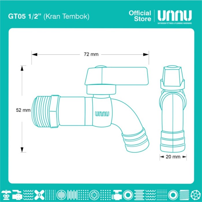 Kran Tembok GT05 1/2&quot; Merk Unnu