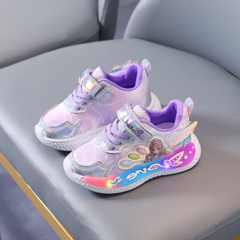 GLORYKIDZ SH2323 Sepatu Anak 2 Tahun - 6 Tahun Sepatu Anak lampu LED Sepatu Anak Perempuan wing girl karakter perempuan import premium Size 23 - 32