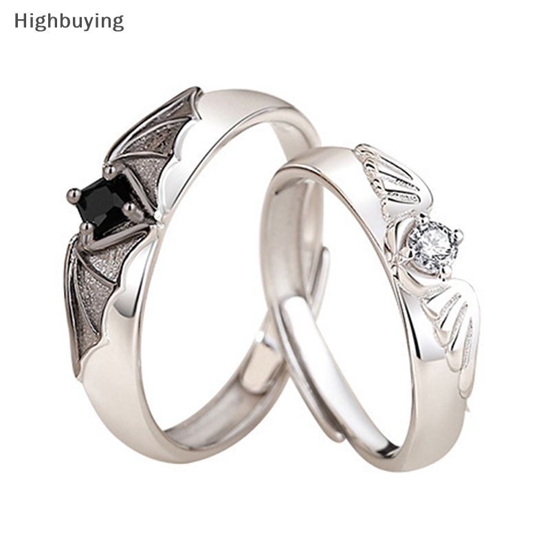 Hbid 1pasang Cincin Pasangan Angel Demon Untuk Wanita Pria Romantis Fashion Desain Sayap Cincin Pertunangan Yang Dapat Disesuaikan Perhiasan Pernikahan Glory