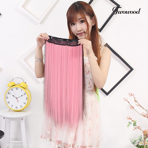 Twowood Mixed Color Clip in Straight Long Hair Extension Cosplay Pesta Wanita Sopak