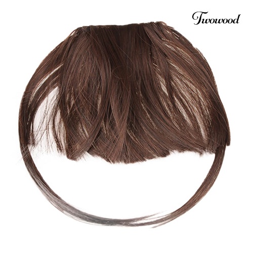 Twowood Pretty Women Girl Clip on Sisi Depan Lurus Fringe Poni Hair Piece Extension