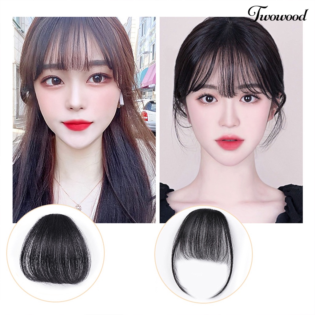 Twowood Fashion Wanita Serat Rambut Sintetis Klip on Air Bangs Sopak Depan Wig Palsu