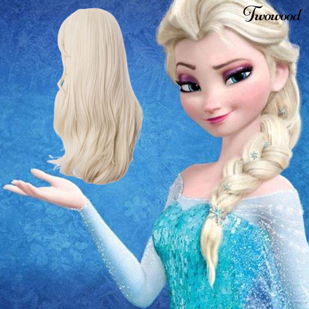 Twowood Wig Wavy Cosplay Curly Princess Wig Rambut Panjang Ratu Salju Putih Untuk Perempuan