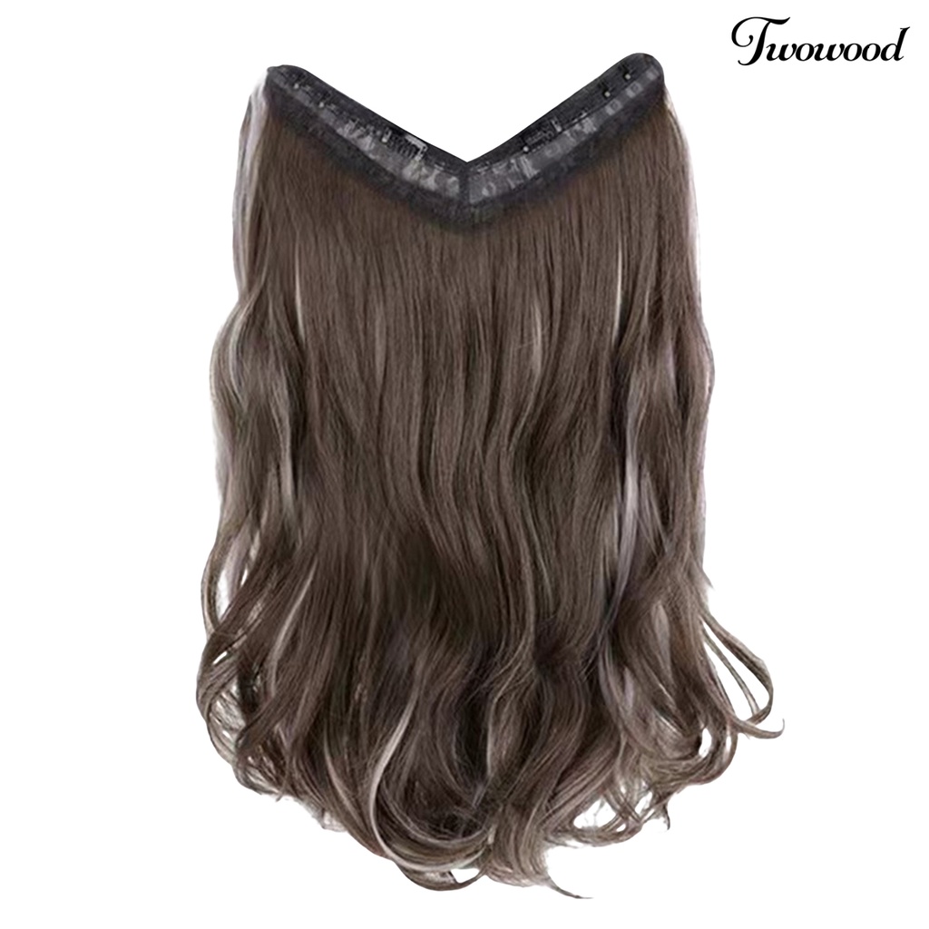 Twowood One Piece Wig No Perm Fluffy V-Shaped Seamless Menebal Rambut Tak Terlihat Halus Ekstensi Rambut Palsu Mewarnai Sebagian Digunakan Wanita