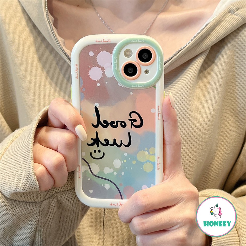 IPHONE Smile Lucu Huruf Lucu Shockproof Bumper Phone Case Untuk Iphone14 13 12 11 Pro Max Kartun Smiley Face Silikon Lembut Penutup Belakang