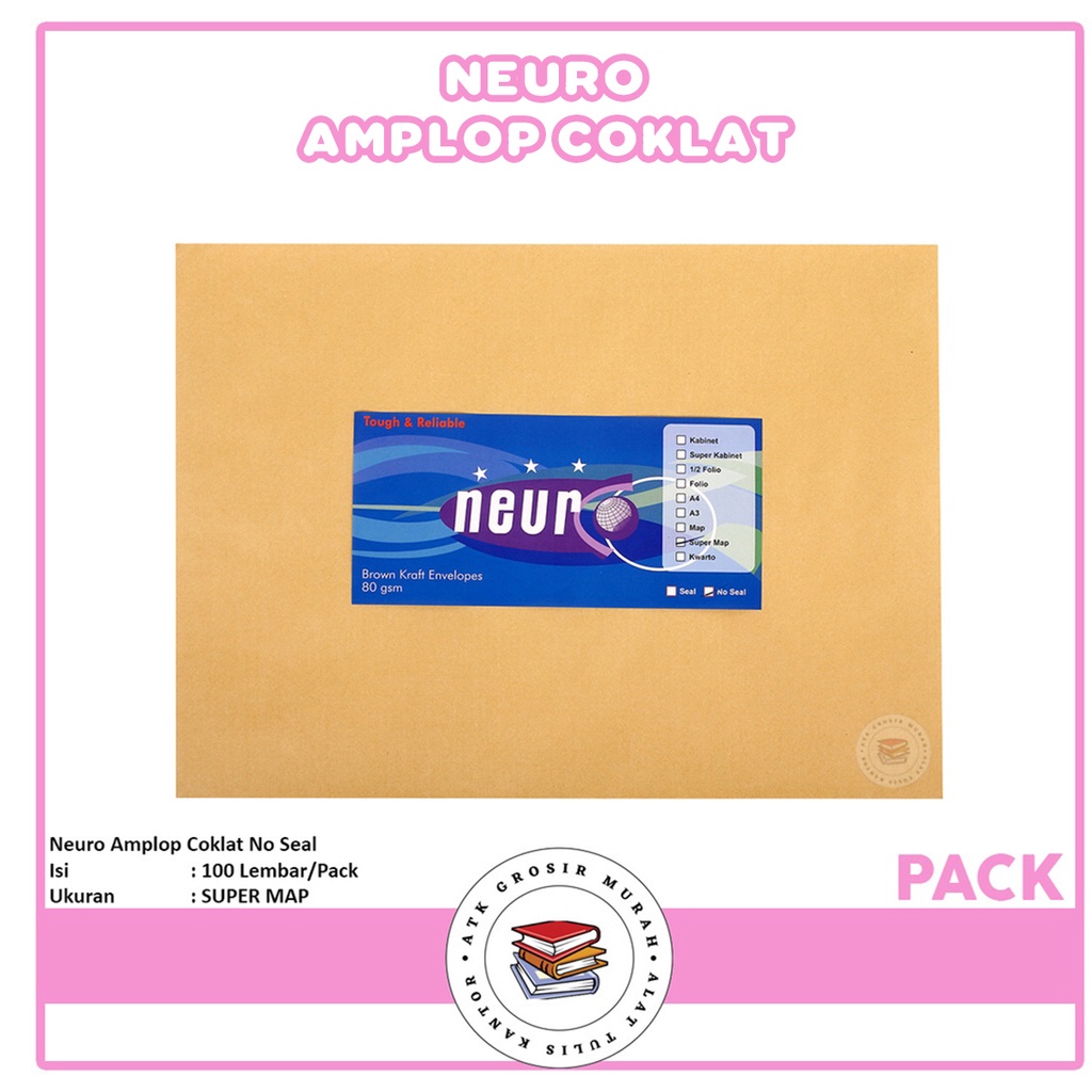 

Neuro - Amplop Coklat Polos Ukuran Super Map No Seal - Pack