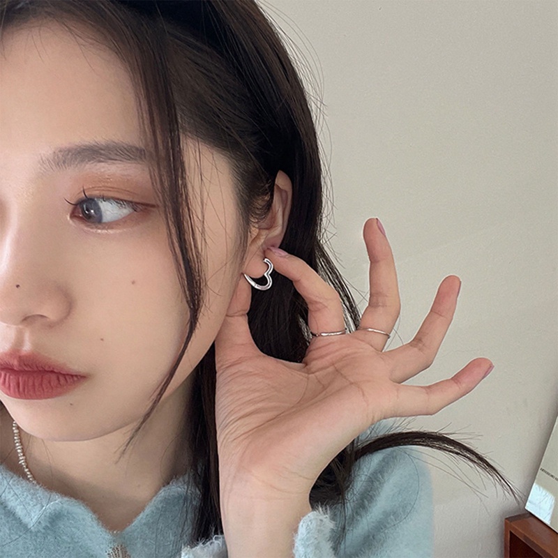Anting Lucu Zirkon Kristal Hati Anting Hoop Sederhana Mini Perak Bersinar Anting-Anting Wanita Telinga Perhiasan Aksesoris