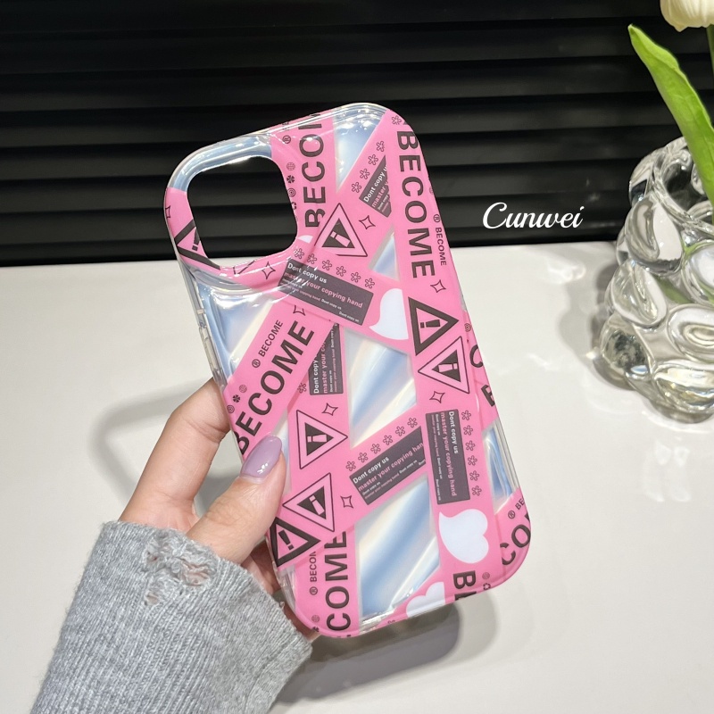 IPHONE Casing Ponsel Desain Label Pink Silang Riak Air Kompatibel Dengan Iphone12 13 14 11 Pro Max X Xs Max Xr Dcxs