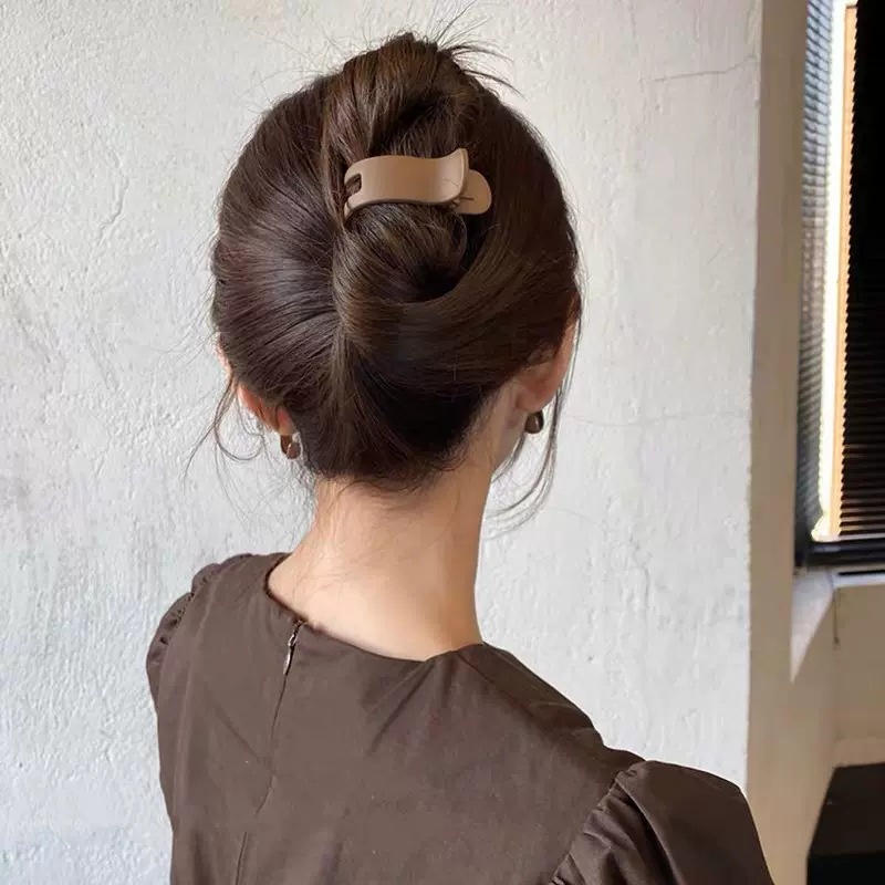 Korea Warna Solid Buram Klip Rambut Fashion Sederhana Tinggi Ponytail Jepit Rambut Aksesoris Rambut Wanita