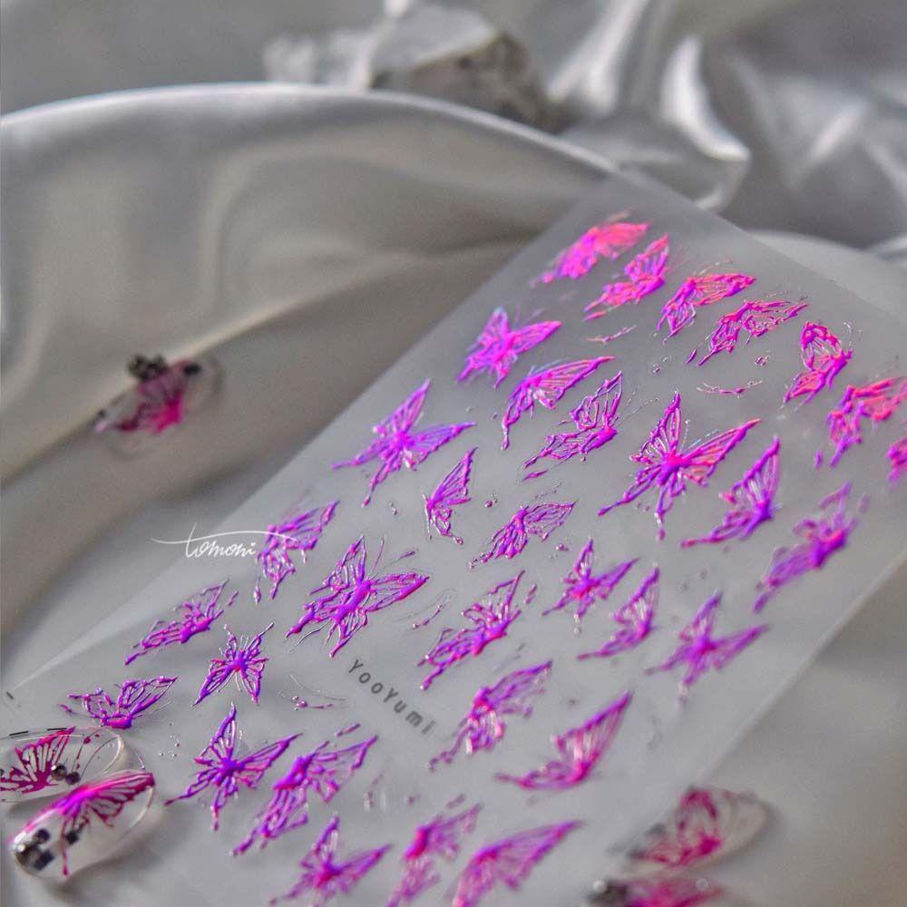 Mxbeauty Stiker Kuku Kupu-Kupu Relief Bronzing Manicure Aksesoris Self Adhesive Laser Nail Stickers