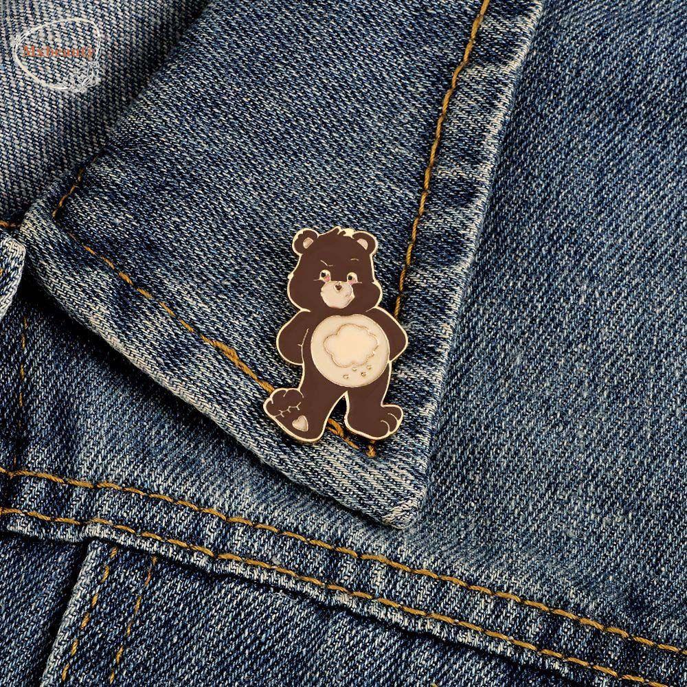 Mxbeauty Beruang Bros Hadiah Untuk Wanitapria Kartun Perhiasan Aksesoris Angry Brown Bear Travel Commemorative Lapel Pin Enamel Pin