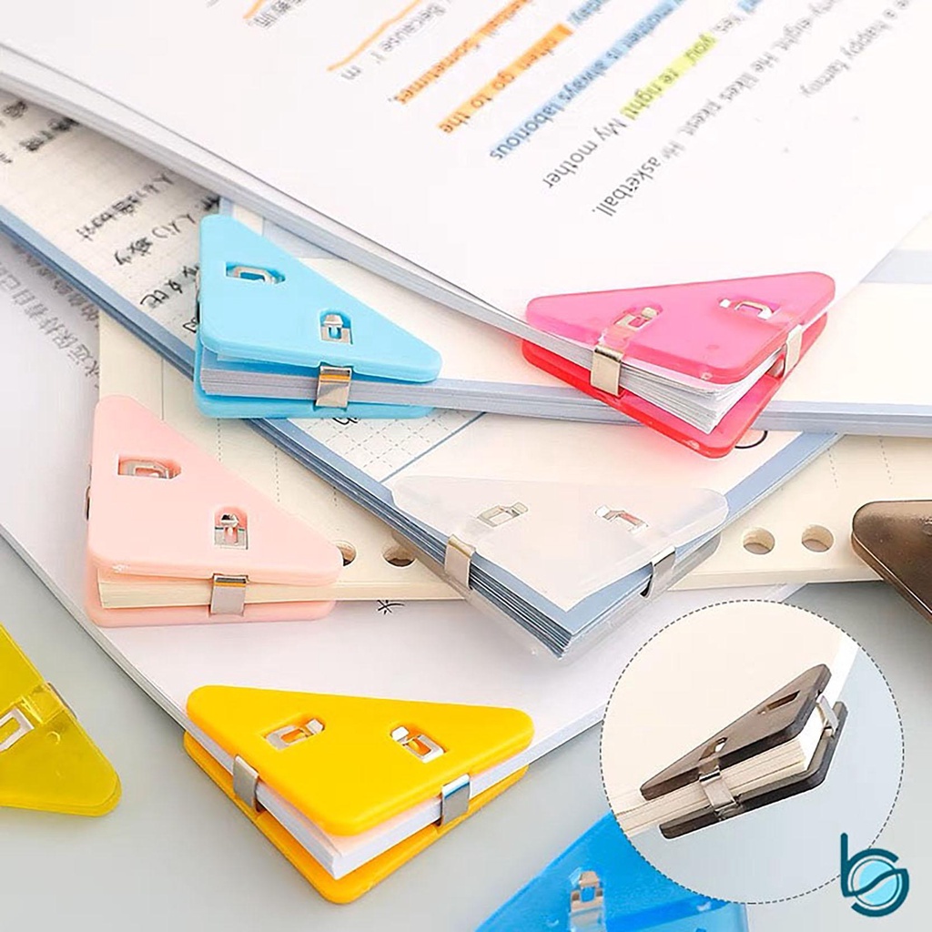 

Klip kertas/Klip Binder/Penjepit Sudut Kertas/Klip Sudut Kertas Segitiga Warna - Best Stationary