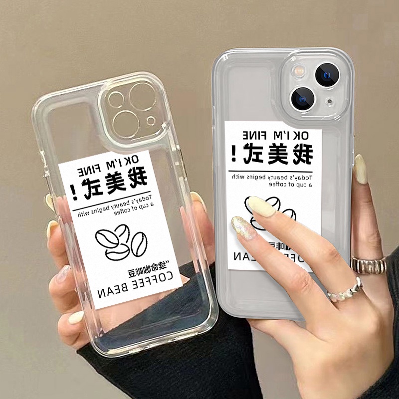 Coffee Bean Fine Case Untuk Oppo Realme C21 C21Y C11 C2 C20 C25Y C11 C15 C30 C31 C35 C55 10 Pro 9i 9Pro Q5i V23 V11 Reno8 7 6 6Pro 5G 4SE Find X5 X5Pro Akrilik Space TPU Belakang Sarung