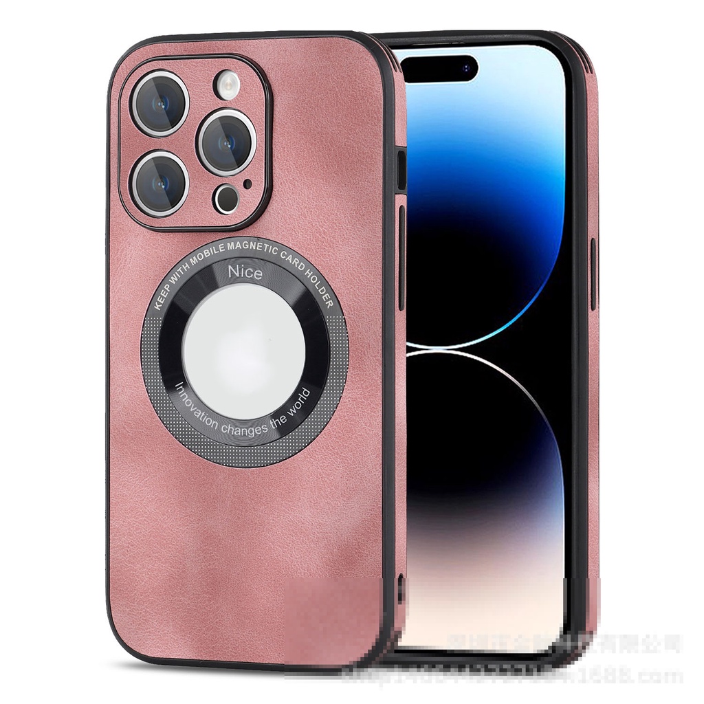 IPHONE Kulit Domba Mewah Logo Expose Pengisian Nirkabel Casing Ponsel Untuk Iphone13 14 Pro Max12 Pro Magnetic Cover Pelindung