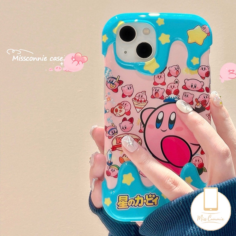 Kartun Lucu Kirby Case Kompatibel Untuk IPhone 7Plus 8Plus 14 11 13 12 Pro Max XR X7 8 Plus XS Max Shockproof Stars 3D Ice Cream Lembut Tpu Phone Cover