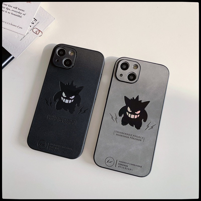 【Gradient Laser】Case IPhone 11 12 13 14 Pro Max X XR XS MAX 14 Plus Protect Case Man Men's Fashion Black Pokemon gengar Monster Phone Case