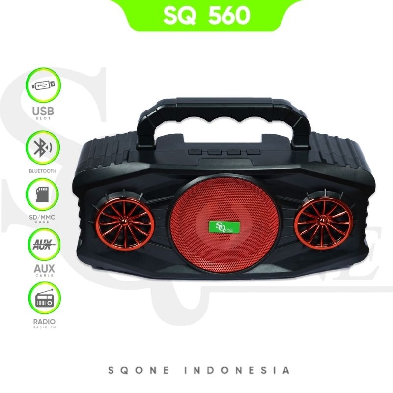 Speaker SQ ONE Bluetooth Portable SQ ONE SQ-560 Speaker Wireless Super Bass LED/Lampu Disko/RGB 4 Mo