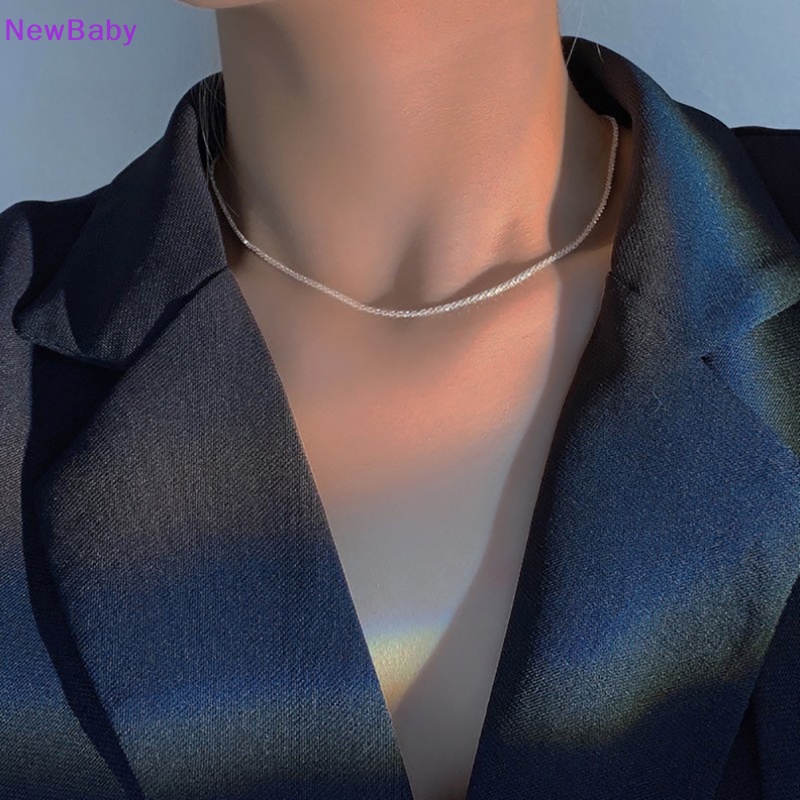 Newbaby Sterling Silver Sparkling Klavikula Rantai Choker Kalung Perhiasan Halus Pernikahan ID