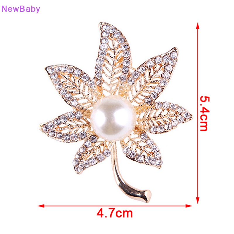 Newbaby Bros Bunga Maple Leaf Pearl Brooch Pin Untuk Wanita Buket Sweater Syal Pakaian Korsase Perhiasan Hadiah ID