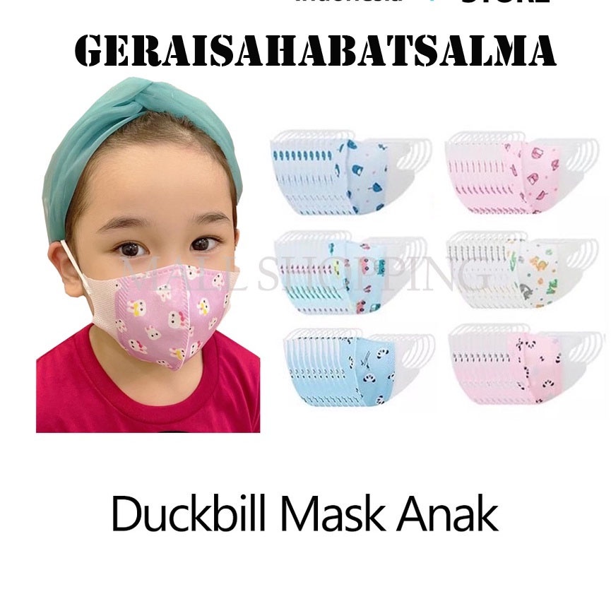 (MDA) Masker Duckbill Anak Karakter Mask 3PLY Disposable Mask 1PCS