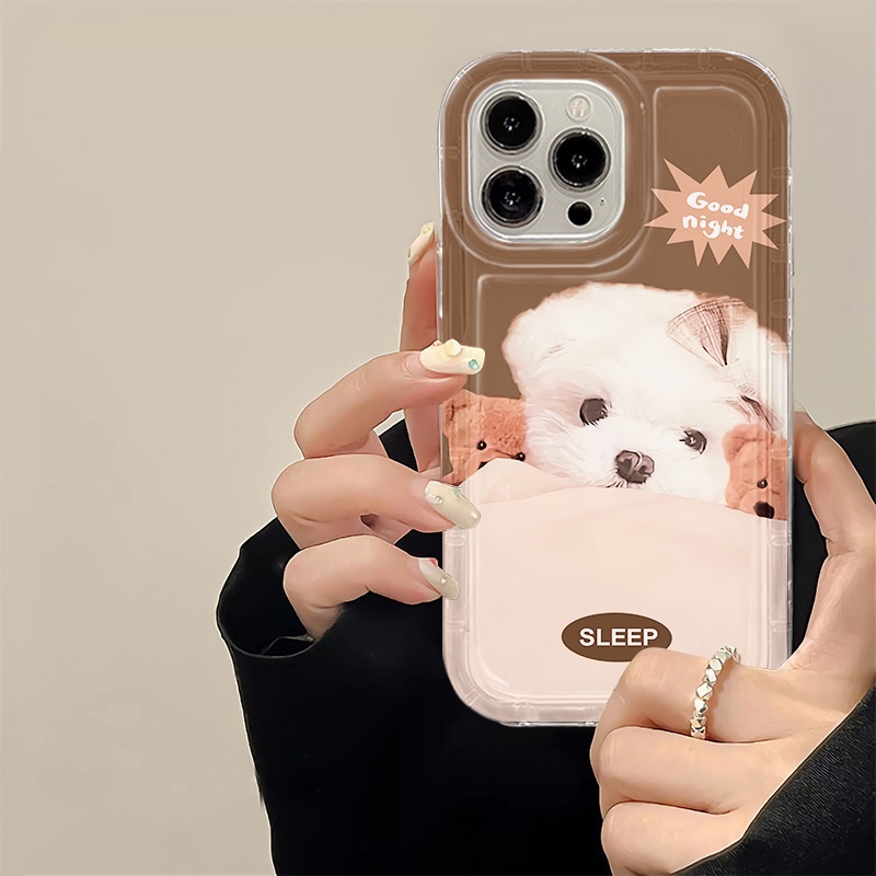 IPHONE Casing Ponsel Lembut Anjing Lucu Kompatibel Untuk Iphone14 13 11 12 Pro XS Max X XR 78 Plus Casing TPU Silikon Shockproof Cover