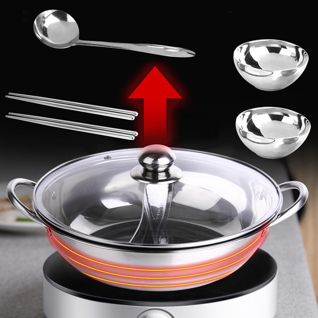 Hot Pot Pan Kitchenware Panci Masak Panas Profesional Dengan Tutup Kaca Untuk Pesta