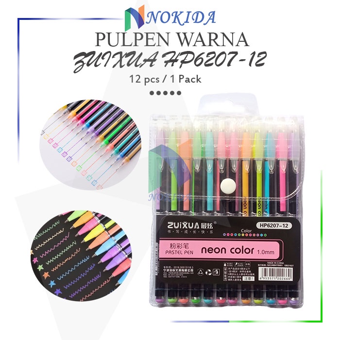 

Nokida Pulpen Zuixua 12 Warna Neon Pastel Colors HP6207 / Ballpoint Highlighter Pen Gel Color 1.0 mm / Pulpen Warna Warni 1 pak