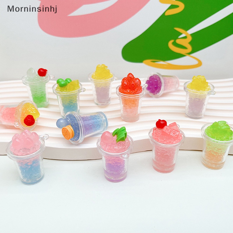 Mornin 2 Pcs Random Kartun Stereo Bercahaya Buah Smoothie Cangkir DIY Lem Krim Ponsel Case Gantungan Kunci Liontin Kreatif Resin Perhiasan id